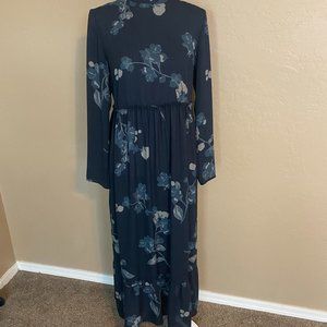 Autograph Navy Blue Long Sleeve High Neck Maxi Dress Size 10 Women's US